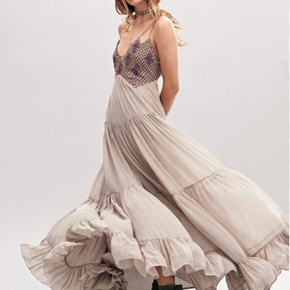 Free People Dresses & Skirts - Free People Lost in a Dream Maxi Dress Beaded Embroidered Boho Fairy Festival 6